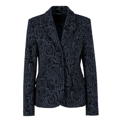 Blazer en flanel noir avec motif floral