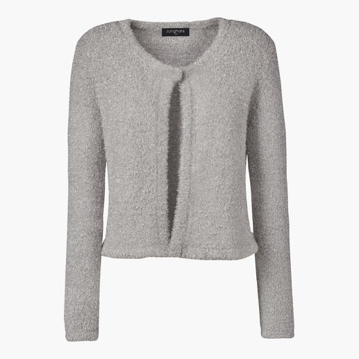 Boléro métallisé Junghans 1954 Agréablement confortable. Facile à combiner.Et tout simplement éblouissant. Par Junghans 1954. Boléro métallique gris en matériau doux