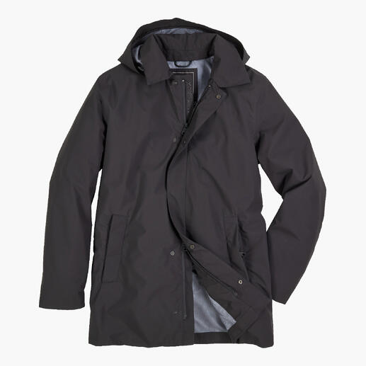 Veste de pluie GEOX Business en anthracite, complètement ouverte.