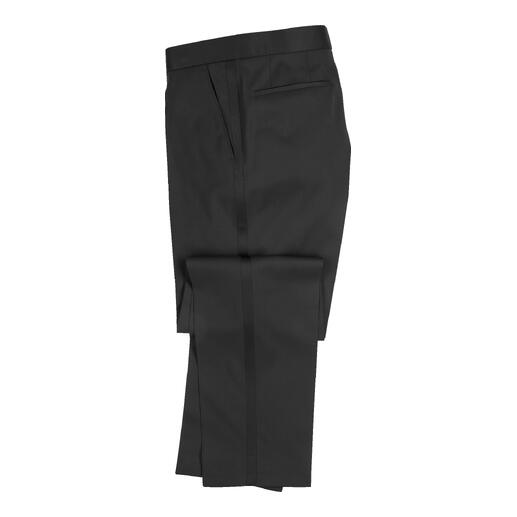 Pantalon de smoking noir en tissu fin avec coupe classique.