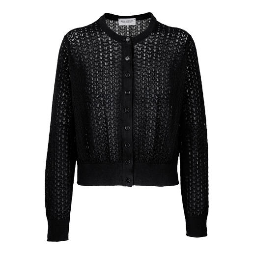 Cardigan à ajour noir avec boutons, taille 36