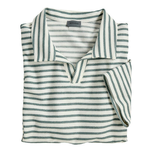 Polo Jacquard Hanro avec motifs rayés vert et blanc