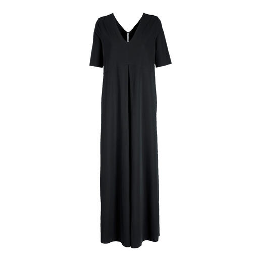 Jumpsuit en jersey noir avec manches courtes et coupe longue