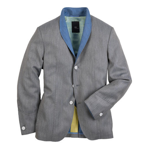 Blazer double face olive en taille 48 avec détails amovibles.