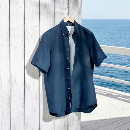 Chemise à manches courtes bleu marine en coton, taille 38.