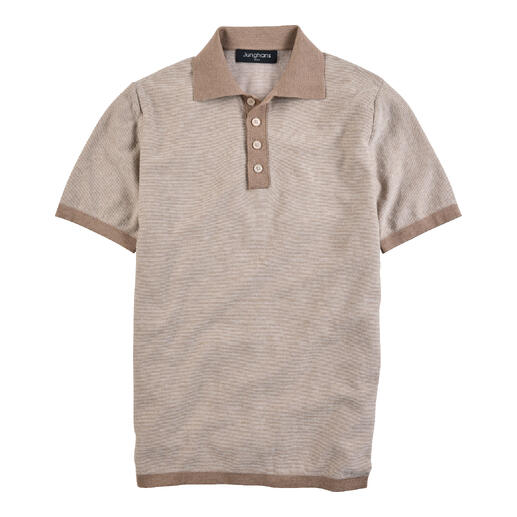 Polo-shirt beige clair à manches courtes avec boutons.