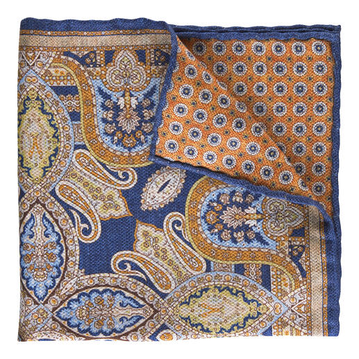 Pochette en soie réversible avec motif paisley coloré