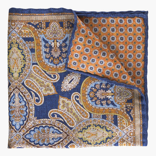 Pochette en soie réversible avec motif paisley coloré