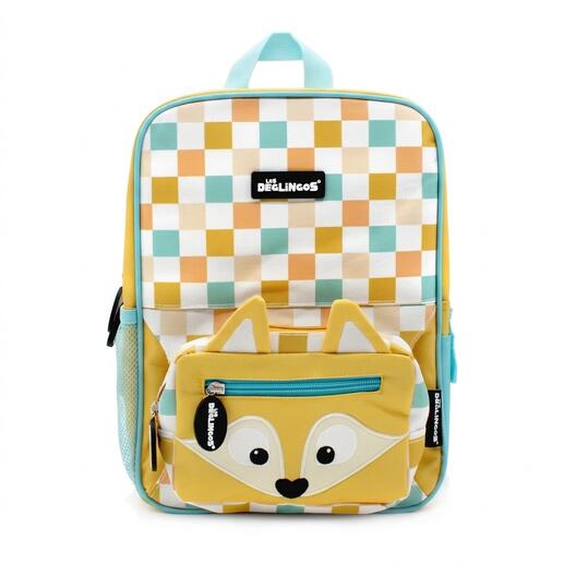 Sac à dos pour enfants 2-en-1 coloré avec poche ventrale, design animal.