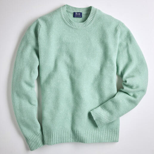 Pull en E-riz de couleur menthe avec encolure ronde
