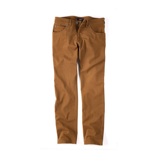 Vue de face du pantalon Gardeur Basket-Five-Pocket couleur sable sur fond blanc