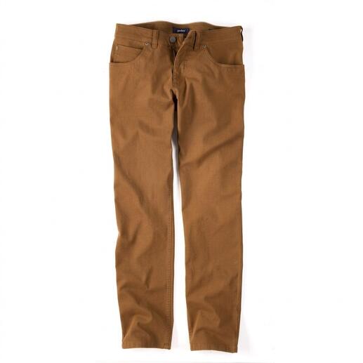 Vue de face du pantalon Gardeur Basket-Five-Pocket couleur sable sur fond blanc