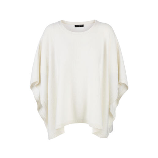 Poncho glamour en cachemire beige avec des manches larges