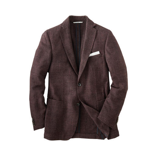 Veste en grain de riz rouge foncé, ouverte.