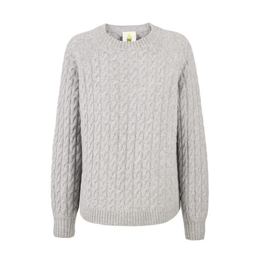 Pull en yak gris clair avec motif en câble