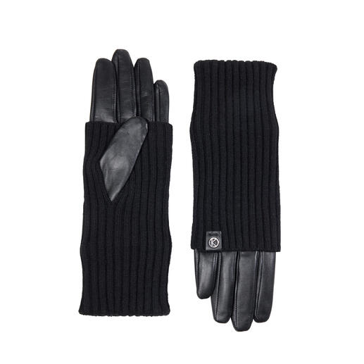 Gants noirs sans doigts avec des parties en cuir