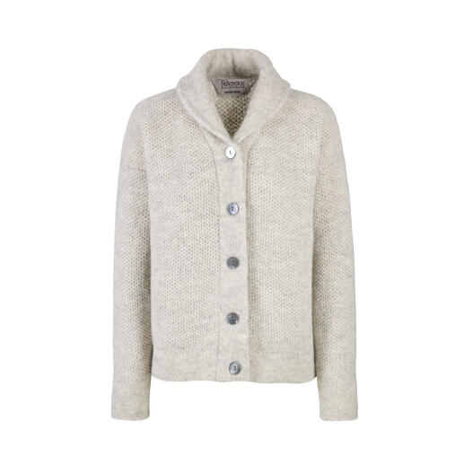 Cardigan bonheur Fisherman beige avec boutons, vue de face