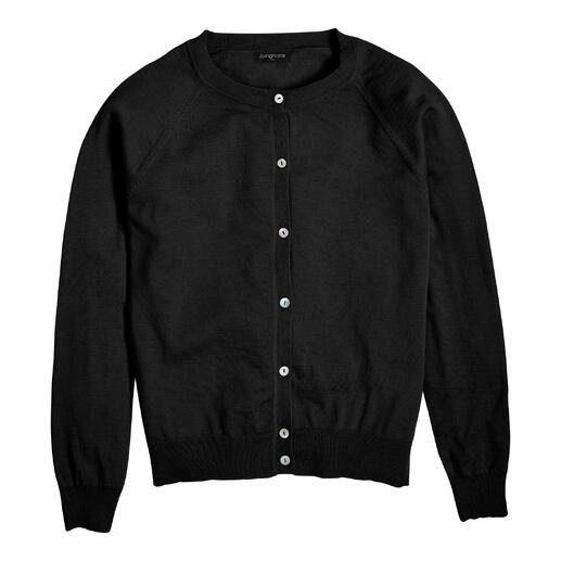 Cardigan court JH1954 noir avec boutons ronds.