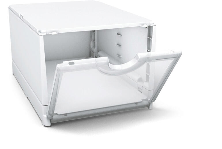 Boîte pliable ouverte, montrant les boîtes blanches pour un rangement facile des objets.