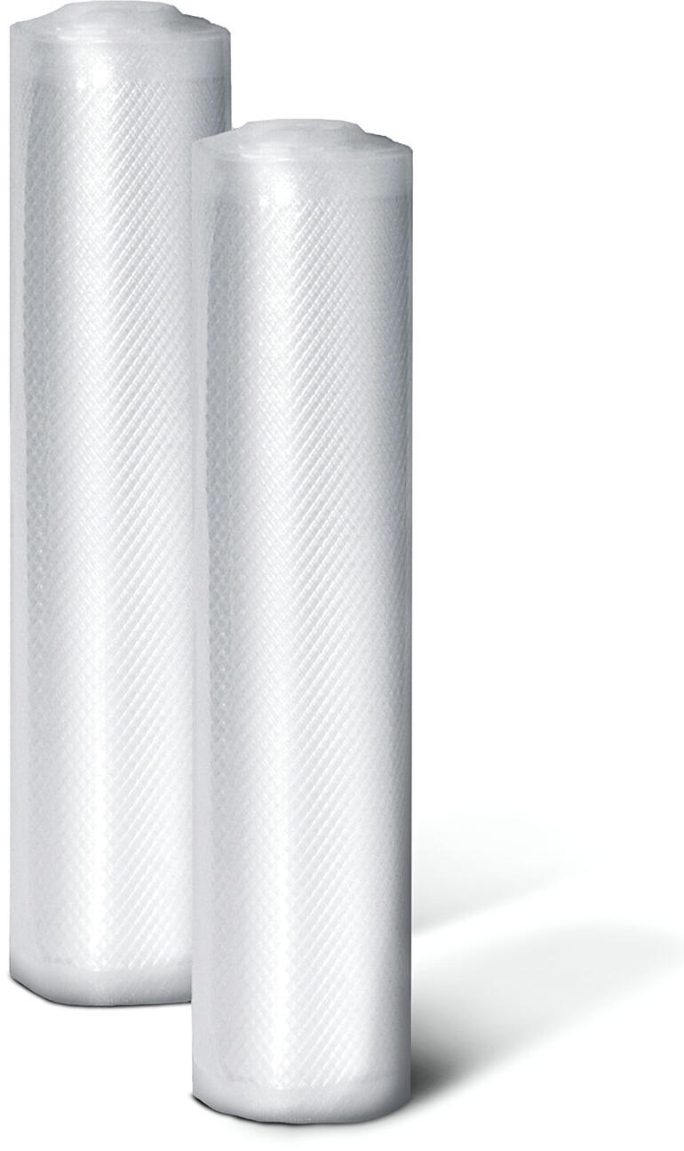 Deux rouleaux de film côte à côte sur un fond blanc.