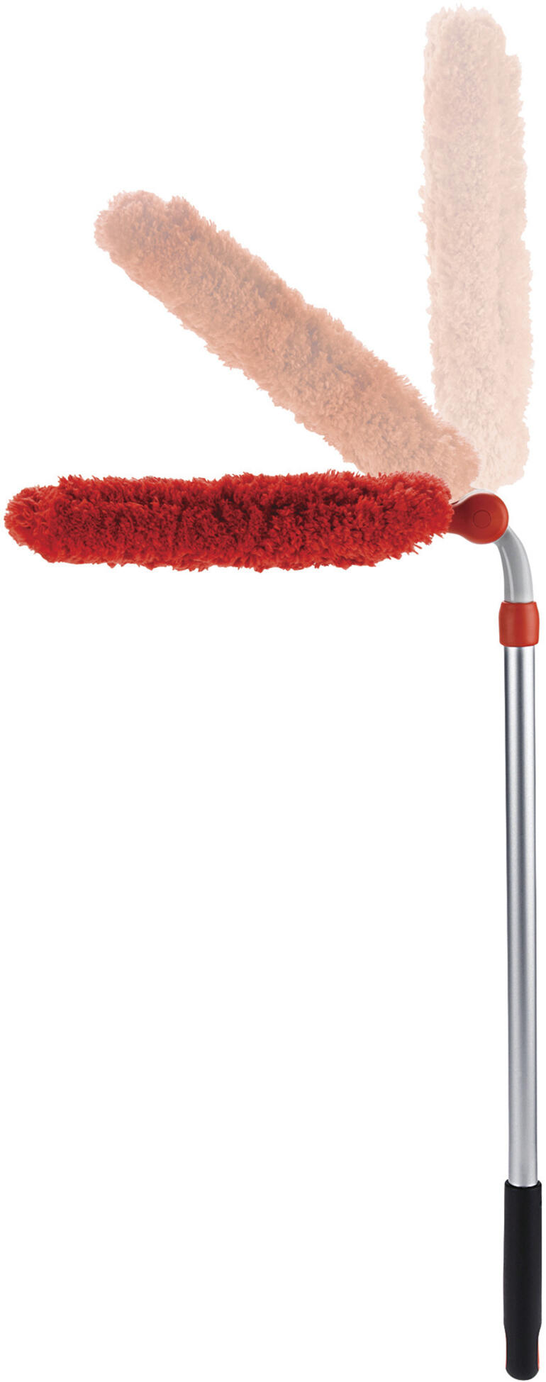 Déplié et incliné dans l’angle adapté, le plumeau attrape-poussière télescopique atteint même des endroits difficiles d’accès. Duster télescopique avec trois couleurs différentes de la tête.