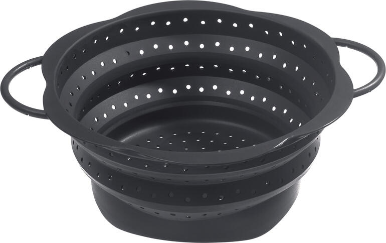 Passoire Coolinato Silicone Pliable 20 Cm – Égouttoir Pâtes, Fruits, Légumes, Passe Lave-Vaisselle (Gris)