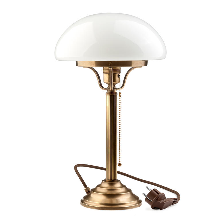 Lampe champignon en laiton de Berlin avec abat-jour en verre.