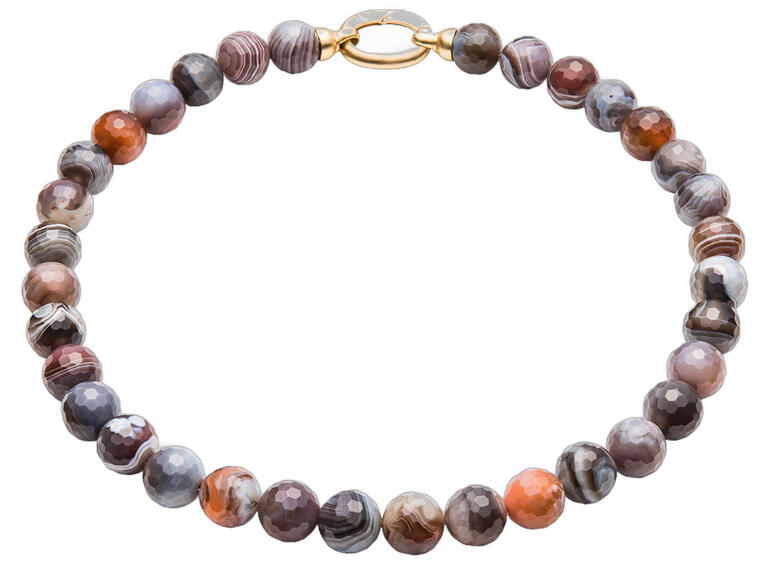 Bracelet en agate Botswana avec des pierres rayées colorées