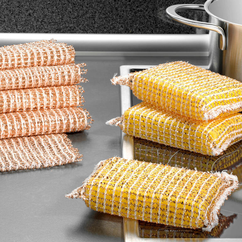 6 éponges Grattantes En Cuivre - Pour Nettoyer Casseroles, Poêles, Four - Nettoyage Facile Sans Rayer