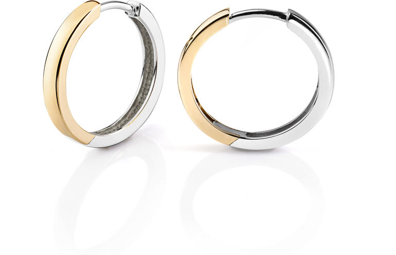 19,5 mm Créoles bicolores en argent et or.