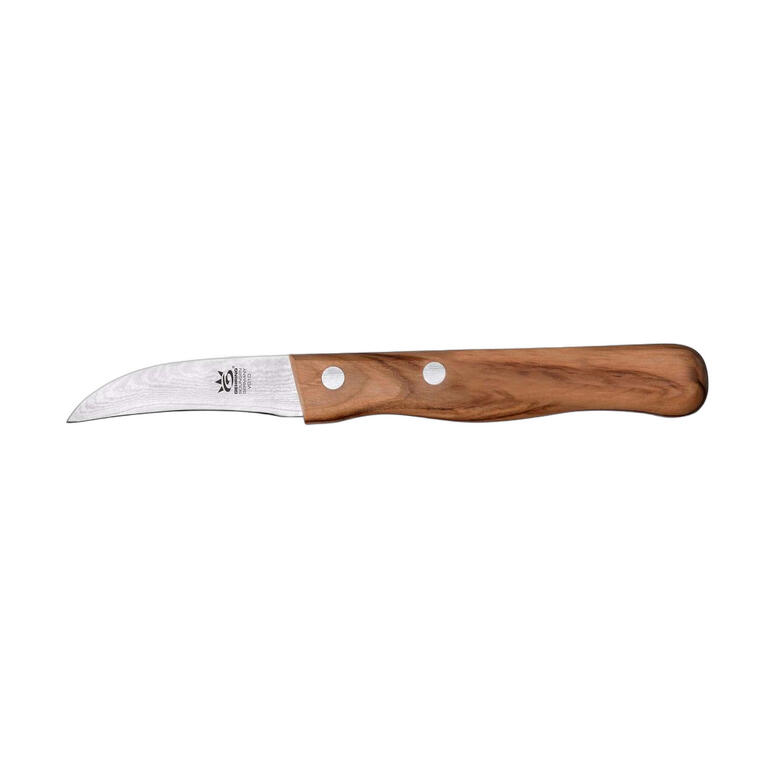 Couteau éplucheur Couteau éplucheur en damas avec manche en bois.
