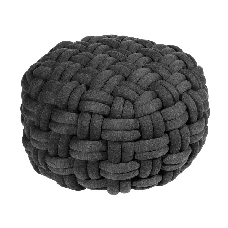 Gris foncé Pouf tissé gris foncé sur fond blanc.