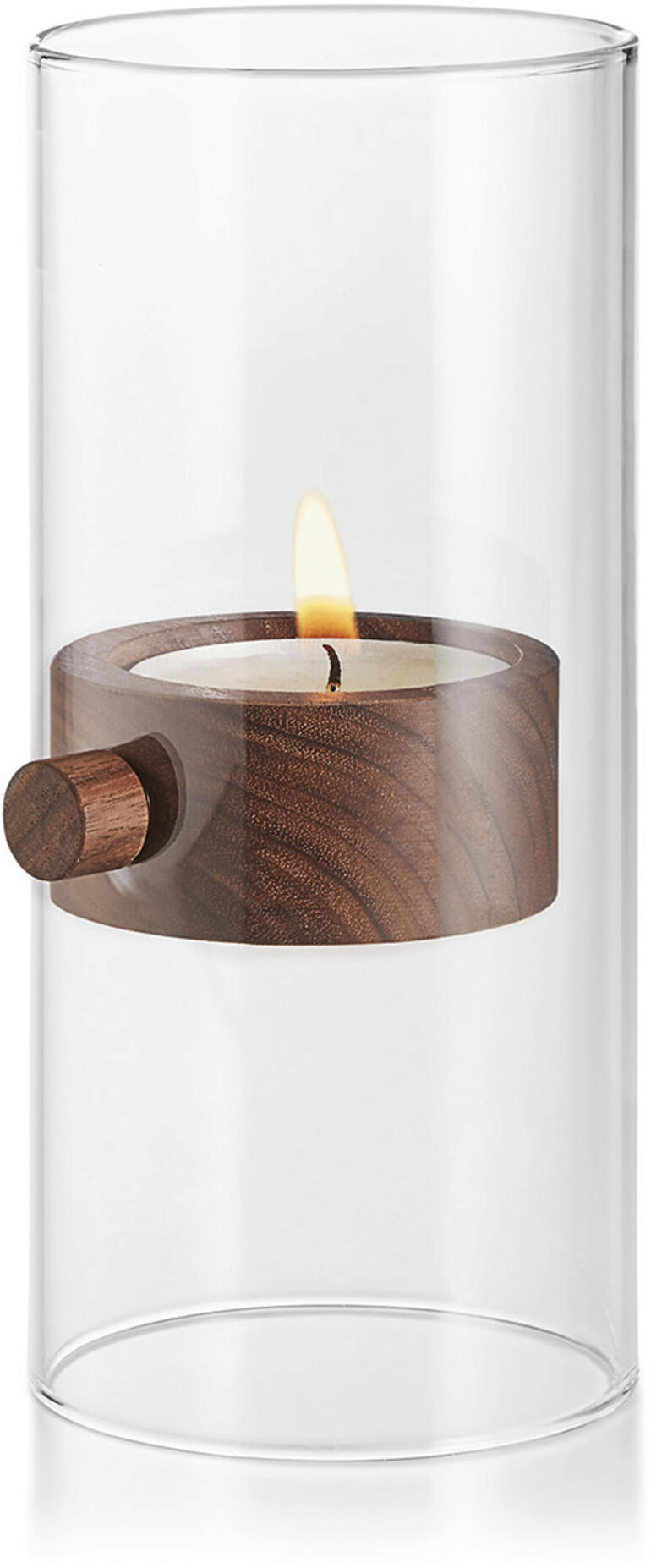 1 pièce Porte-bougie en verre avec une bougie.