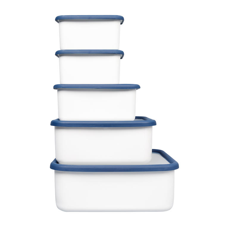 Également disponible en lot avantageux de 5 tailles différentes (2x 0,7 l, 1,12 l, 1,9 l, 2,8 l). Set de 5 bocaux en émail multifonctionnels de différentes tailles.
