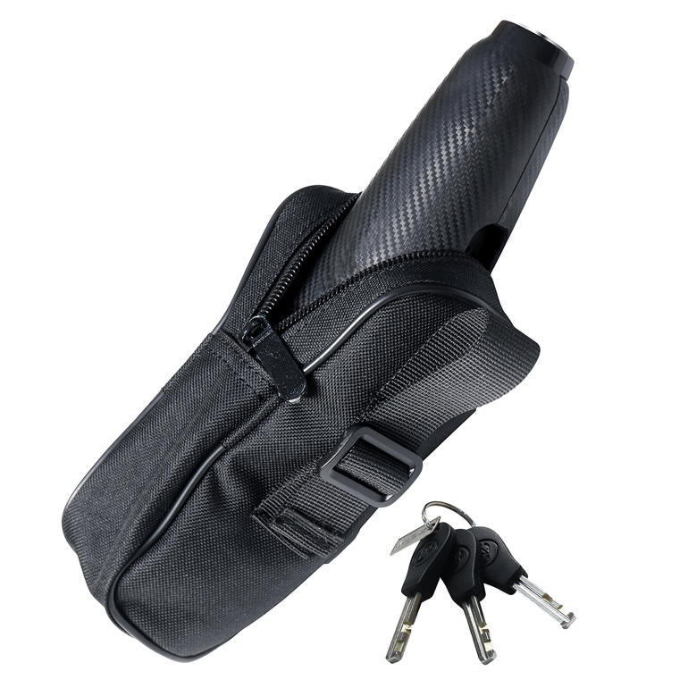 Antivol pour deux roues dans une sacoche noire avec clés.