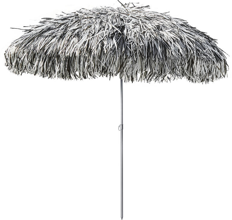 Parasol à franges en mélange noir et blanc