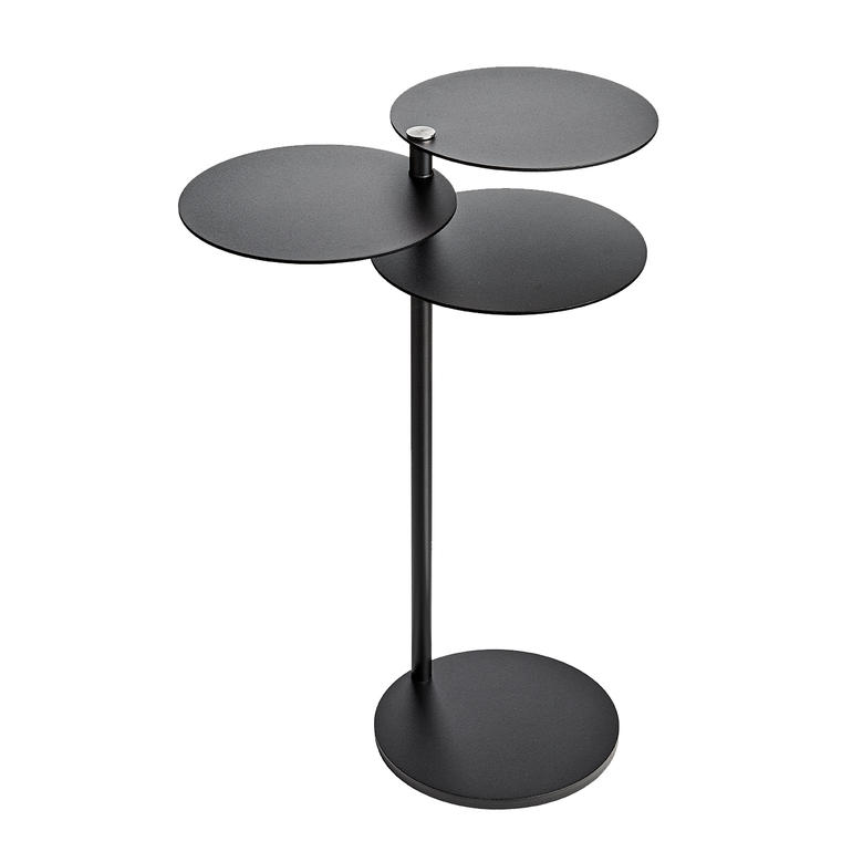 Noir Table d'appoint MALO en noir avec trois plateaux ronds