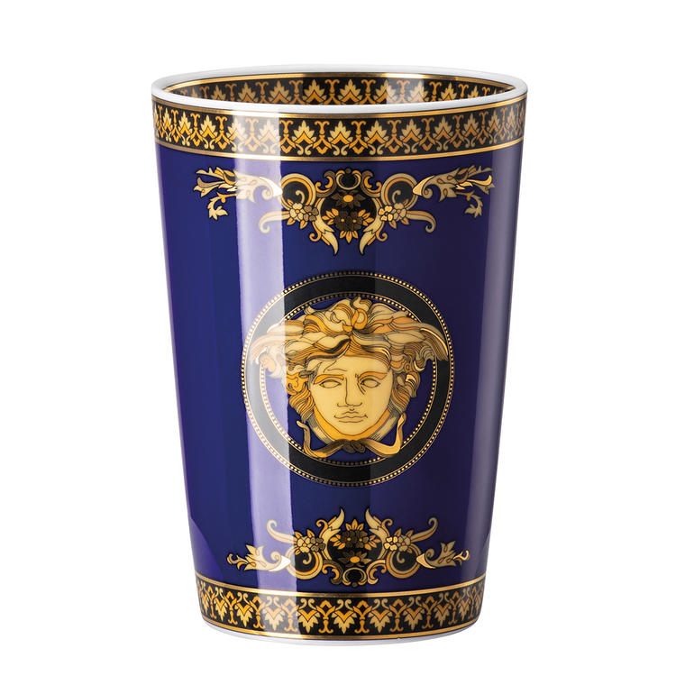 Bleu/Or Bougie parfumée Versace dans une belle tasse avec des motifs dorés