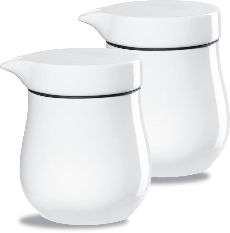 Saucière thermos, lot de 2 pièces Deuxième ensemble de saucières thermiques, deux carafes blanches avec un large bec verseur.