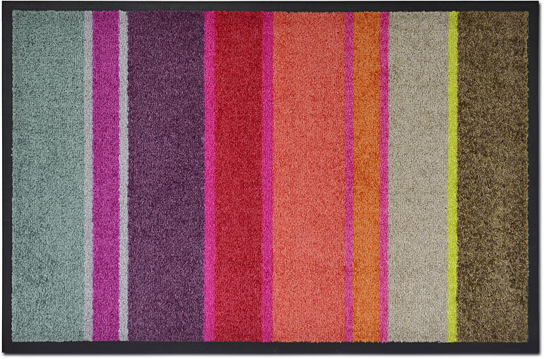 Largo Tapis de porte design plat avec des rayures colorées dans différentes couleurs.