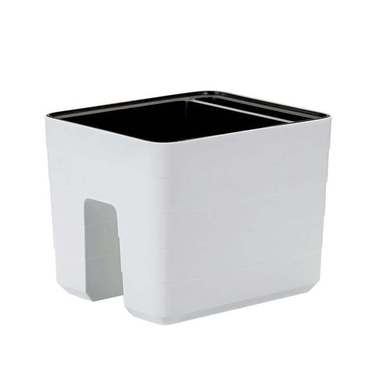 Blanc Pot de fleurs blanc avec réservoir d'eau à attacher à une balustrade.