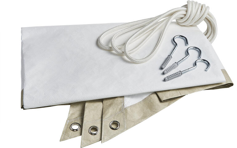 Le matériau en polyéthylène haute densité ressemble visuellement à de l’élégant papier japonais. Ensemble d'accessoires pour voile solaire avec cordes et crochets