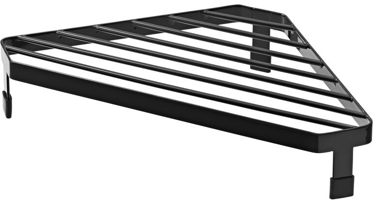Design intemporel en acier à revêtement par poudre noir. Étagère d'angle pour cuisinière en forme de triangle, noir