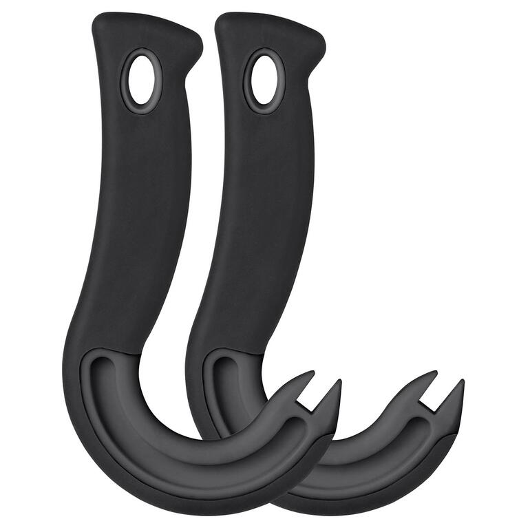 Deux ouvre-boîtes à anneau noir côte à côte sur un fond blanc.