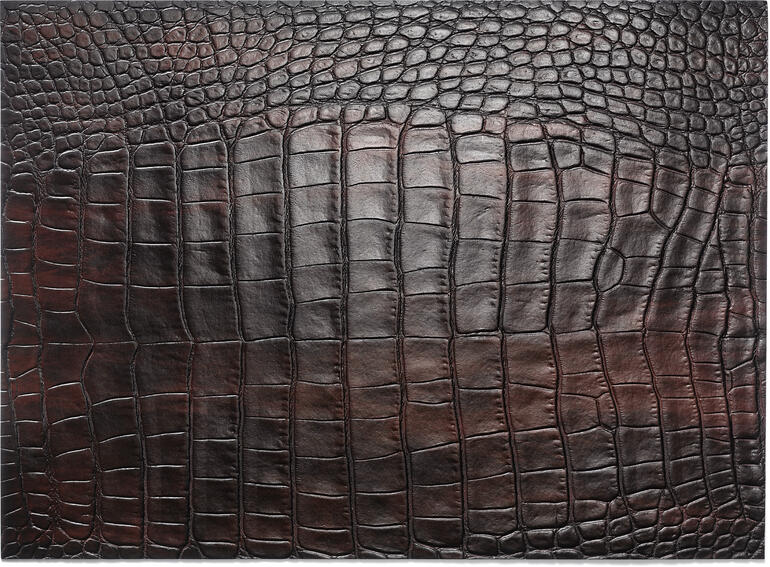 Set de table, Chocolat Set de table marron foncé en design crocodile, gros plan de la surface.