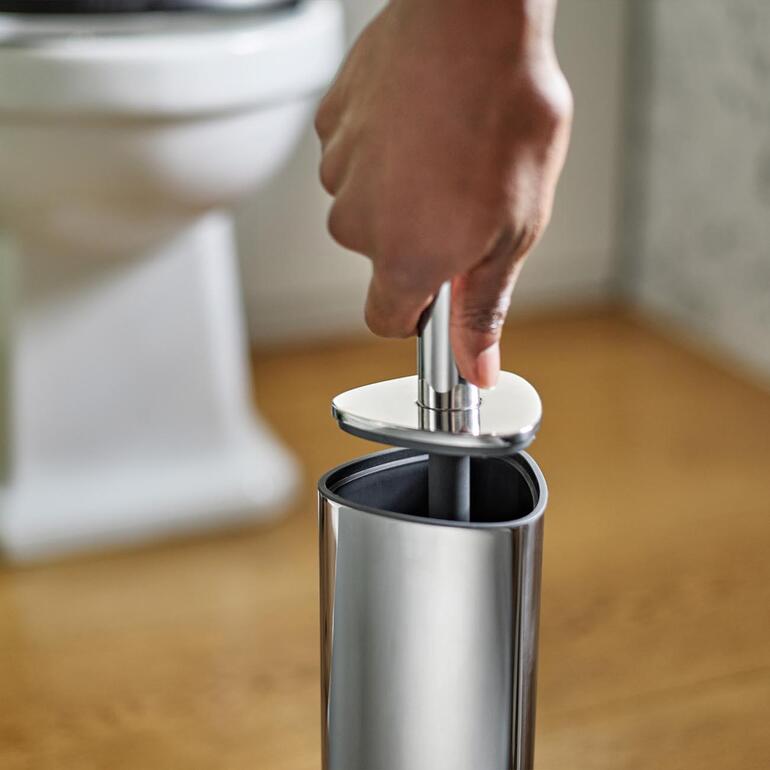 Inox Brosse de toilette en silicone avec tête en main