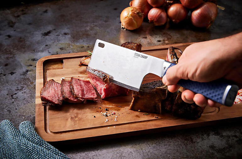 Couteau à steak SteakChamp Flip & Cut coupant de la viande