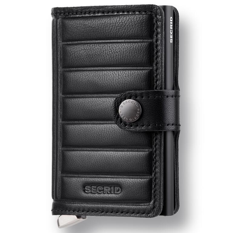 Mini portefeuille Secrid Premium Mini Wallet Premium Secrid noir fermé sur fond blanc.