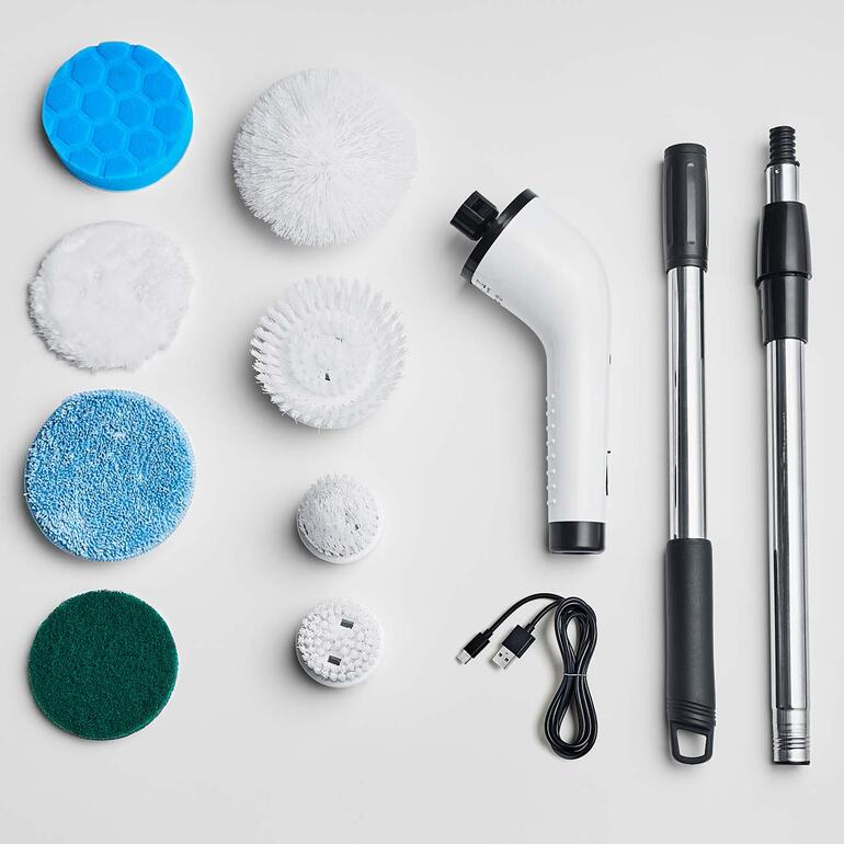 Brosse Nettoyage Electrique Brosse De Nettoyage Rotative Sans Fil Leebein - 8 Têtes - 2 Vitesses - Poignée Réglable - Salle De Bain Cuisine Nettoyeur Rotatif Sans Fil