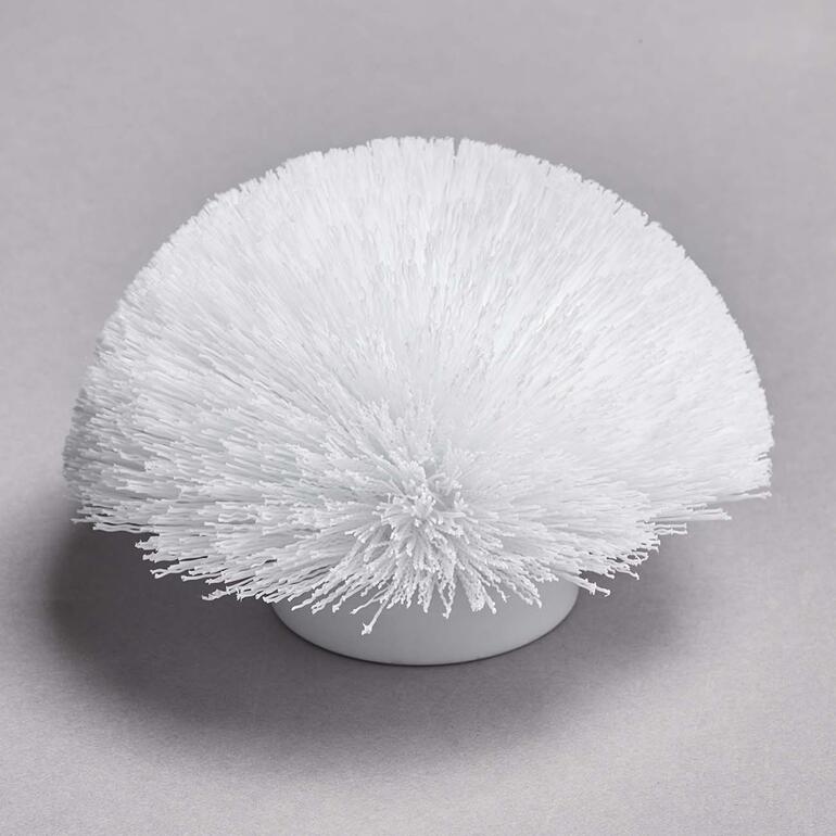 Brosse de remplacement avec poils fins sur fond gris.